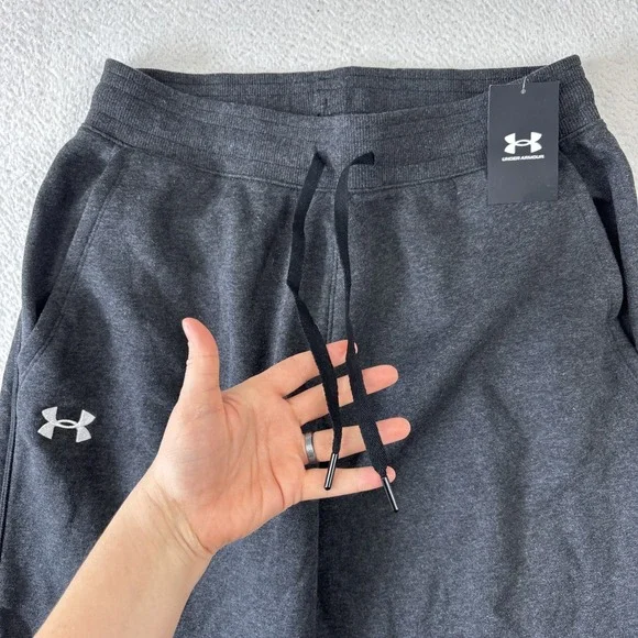 NEW UNDER ARMOUR Mens 'Hustle Fleece Joggers' Large Gray Sweatpants Knit Tapered - Picture 9 of 13